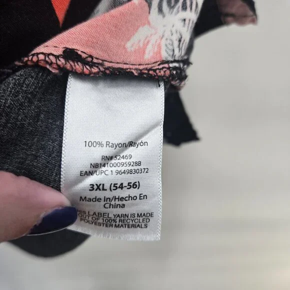 No Boundaries Men's Black Button Down Rayon Short Sleeve Hawaiian 3xl - Picture 7 of 8